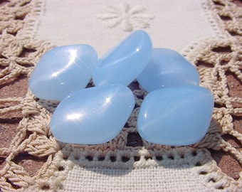 Sky Blue Opal Freeform Four-Sided Vintage Lucite Beads