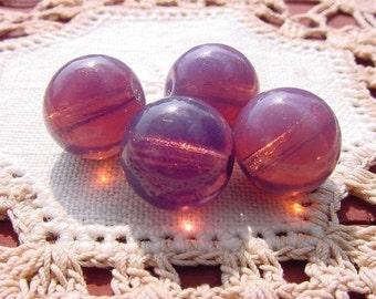 Plum Purple Opal Opalescent GLOW Vintage Glass Opalescent Beads