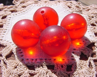 Frosted Crimson Glow Vintage Lucite Beads