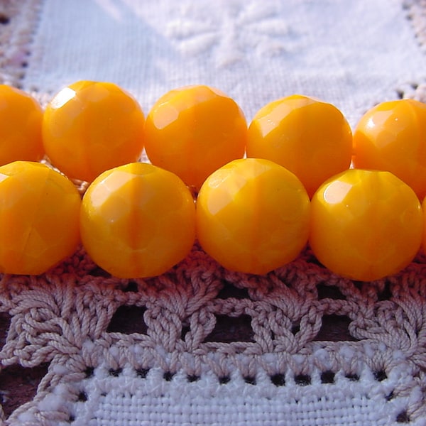 Orange Satin Taffy Facets Vintage West German Glass Beads