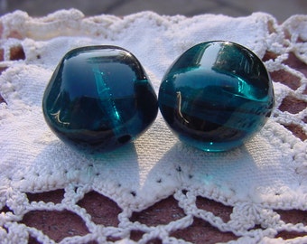 Bold Teal Green Blue Pine Boulders XLG Vintage Lucite Beads