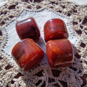 high quality vintage Lucite barrel shaped bead in marbled autumn colors