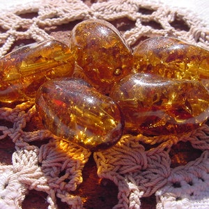 Gorgeous Golden Topaz Crackle XLG Vintage Glass Beads image 3