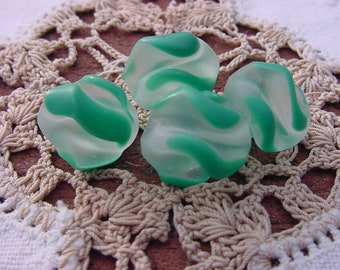 Frosty Peppermint Fins RARE Vintage Japanese Glass Beads
