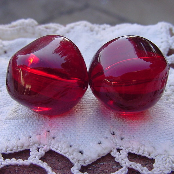 Garnet Red Boulders XLG Vintage Lucite Beads