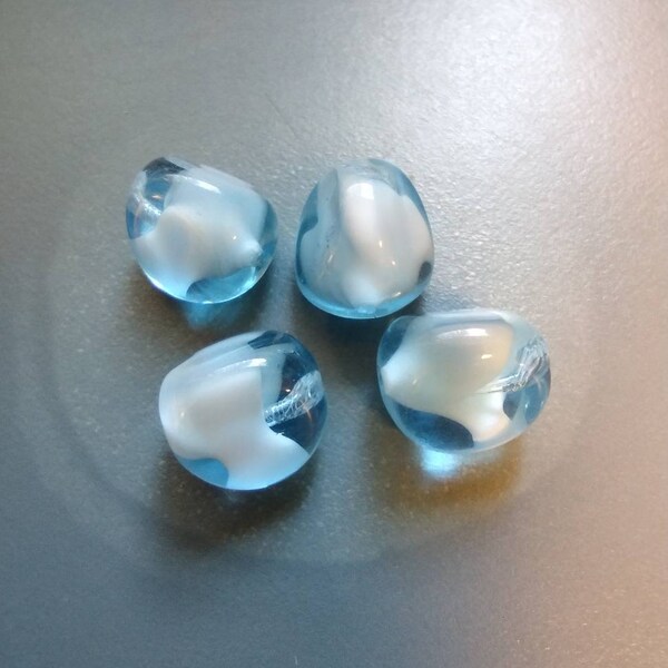 Sky Blue Nimbus Cloud Givre XLG Rare Vintage Glass Beads