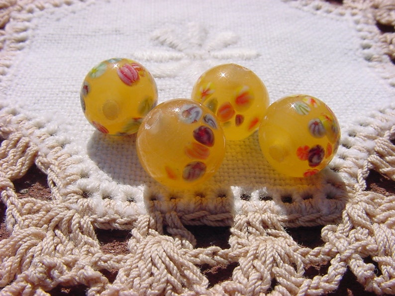 Golden Honey Vintage Japanese Glass Millefiori Beads