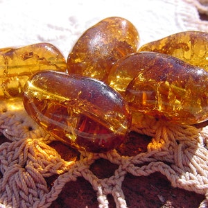 Gorgeous Golden Topaz Crackle XLG Vintage Glass Beads image 5