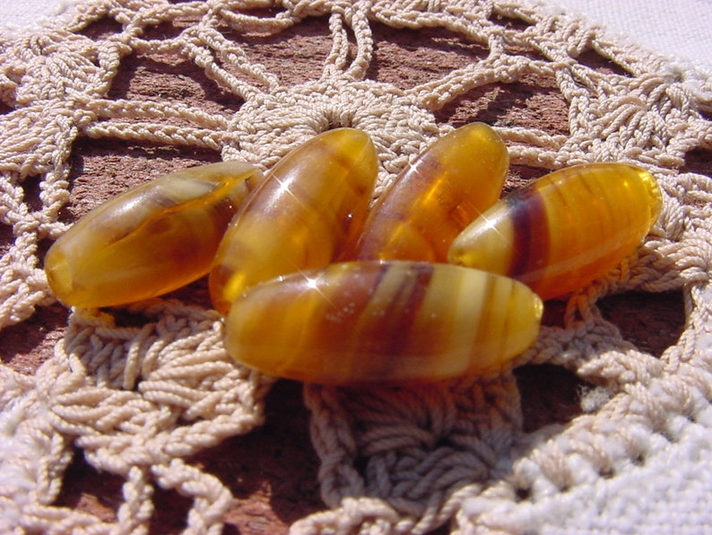 Caramel Apple Cider Swirls Tapered Vintage Glass Beads