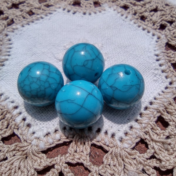 Faux Turquoise BOLD Spheres Vintage Lucite Beads