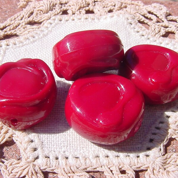 Burgundy Red XLG Dollops Vintage Lucite Beads