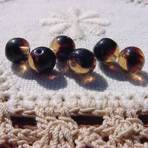 Golden Taupe Ebony Black Ink Givre Vintage West German Glass Beads