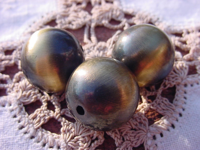 Bold Antiqued Brass Look Vintage Lucite Beads