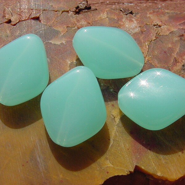 Aqua Opal Glow Freeform Diamond Shape Vintage Lucite Beads