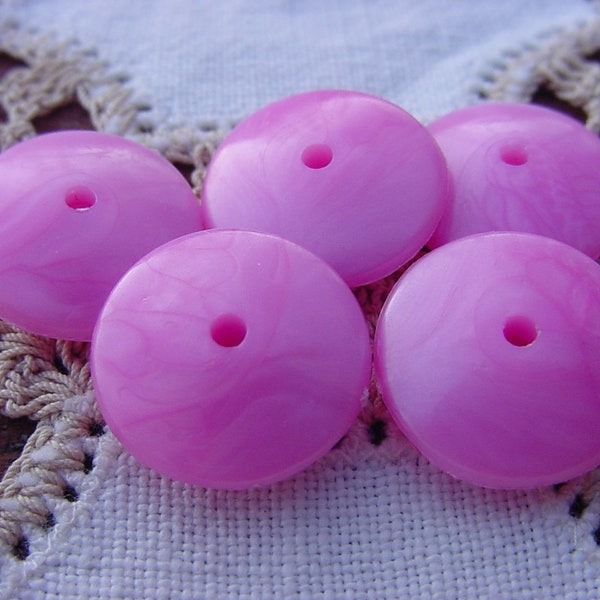 Moonglow Pink Wet Paint Rondelles Vintage Lucite Beads