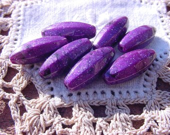 Metallic Grape Granite-Like Tapered Vintage Lucite Beads