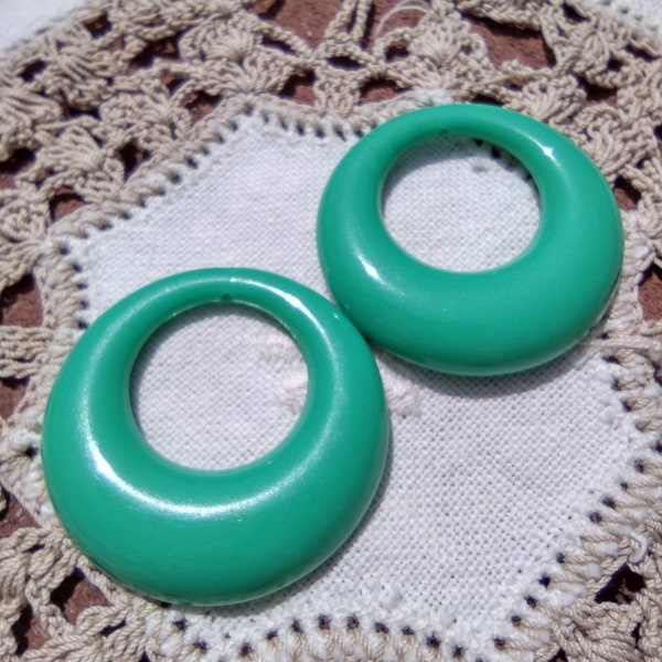 Creamy Teal Green Go-Go Hoops Vintage Lucite Beads