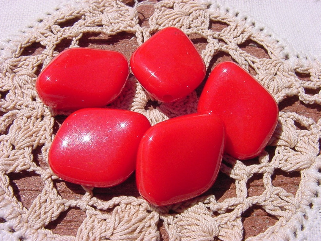 Cinnamon Candy Apple Red Fire Engine Red Gently Rounded Diamond Vintage ...