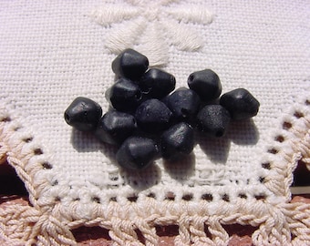 Black Velvet Petite Bicones Vintage Glass Beads