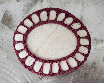 Crochet, Crochet Gifts, Crochet Gift, Crochet Handmade, Handmade Crochet, Crochet Decor, Lace Stone, Burgundy Thread, Home, Table, Original