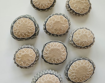Crochet Gifts, Crochet Gift, Crochet Handmade, Handmade Crochet Lace Stone Originals Suede, Nature, Home Decor, Collectible Art Cross Stitch