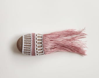 Crochet Lace Stone: Pink & White Home Decor, Original Design