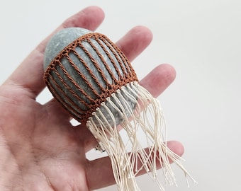 Crochet, Crochet Gifts, Crochet Gift, Crochet Handmade, Handmade Crochet, Crochet Decor, Lace, Original, Home Decor, Table, Egg Shaped Rock
