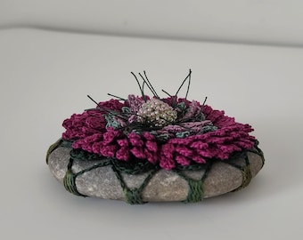 Ganchillo, Regalos De Ganchillo, Regalo De Ganchillo, Ganchillo Hecho A Mano, Ganchillo Hecho A Mano, Decoración De Ganchillo, Crisantemo Morado, Piedra De Encaje Con Cuentas, Original