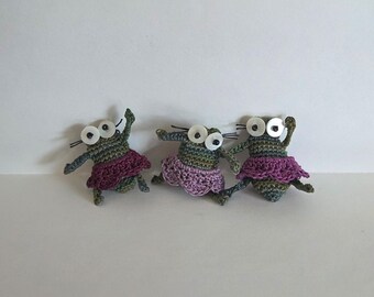 Handmade Crocheted Baby Frog with Tutu's Miniature Tiny Cute