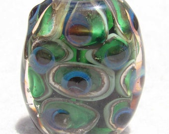 LOOKIE-LOO Handmade Lampwork Art Glass Focal Bead - Flaming Fools Lampwork Art Glass  sra