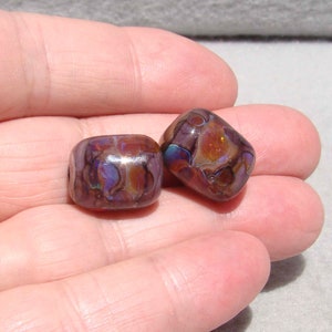 PASHMINA Pair2 Handmade Art Glass Beads Flaming Fools Lampwork Art Glass SRA image 7