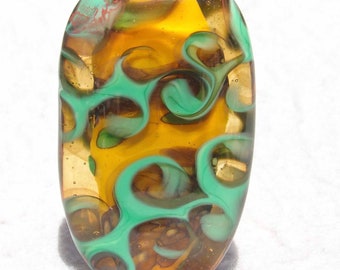 PATTYPAN Handmade Lampwork Art Glass Focal Bead - Flaming Fools Lampwork Art Glass  sra