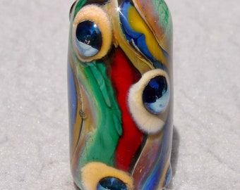 WAVY GRAVY Handmade Lampwork Art Glass Focal Bead - Flaming Fools Lampwork Art Glass  sra