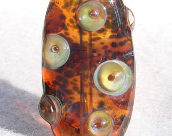 FOREVER AMBER Handmade Lampwork Art Glass Focal Bead - Flaming Fools Lampwork Art Glass  sra