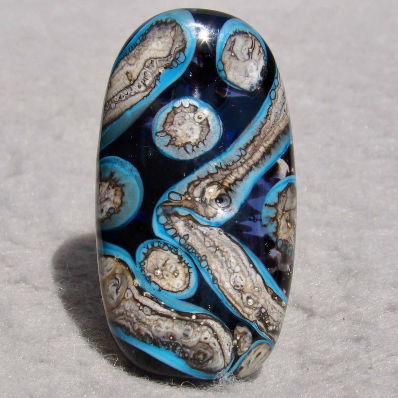 REYKJAVIK Handmade Lampwork Art Glass Focal Bead Flaming Fools Lampwork Art Glass sra
