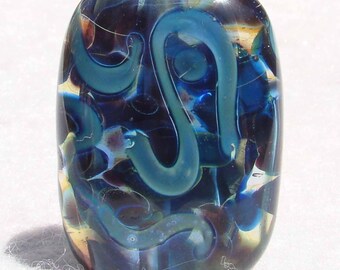 DOODLE Handmade Lampwork Art Glass Focal Bead - Flaming Fools Lampwork Art Glass  sra