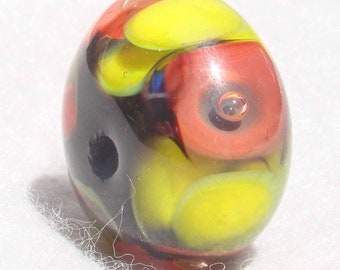 DIRIGIBLE Handmade Lampwork Art Glass Focal Bead - Flaming Fools Lampwork Art Glass  sra