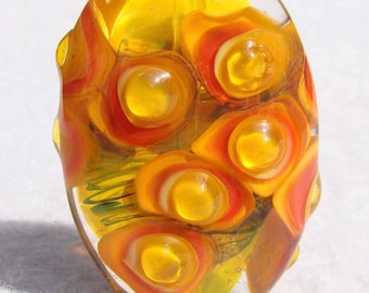 KUMQUAT Handmade Lampwork Art Glass Focal Bead - Flaming Fools Lampwork Art Glass  sra