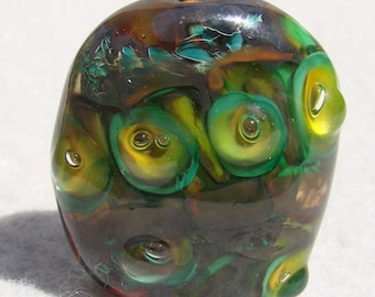 OKECHOBEE Handmade Lampwork Art Glass Focal Bead - Flaming Fools Lampwork Art Glass  sra