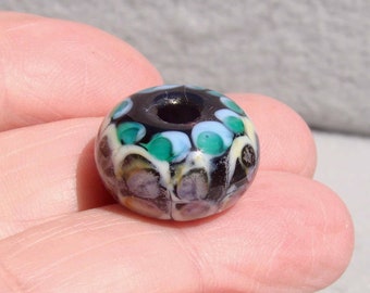 CYRIL  Lampwork Glass Large Hole European Charm Bead- Flaming Fools Lampwork Art Glass  sra