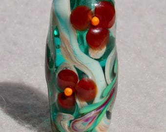 GARANCE Handmade Lampwork Art Glass Focal Bead - Flaming Fools Lampwork Art Glass  sra