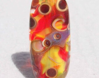 PIQUANT Handmade Lampwork Art Glass Focal Bead - Flaming Fools Lampwork Art Glass  sra