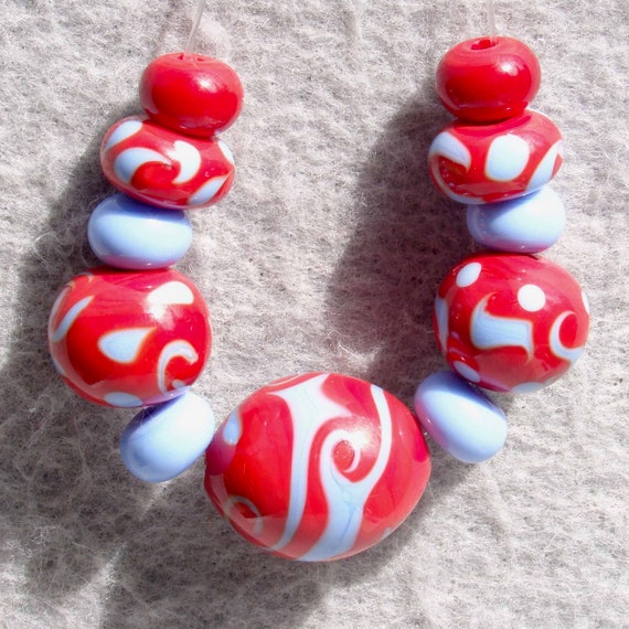 Set of 4 Funky and Unique Handcrafted Lampwork Glass Beads in