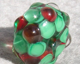 HO-HO Handmade Lampwork Art Glass Focal Bead - Flaming Fools Lampwork Art Glass  sra