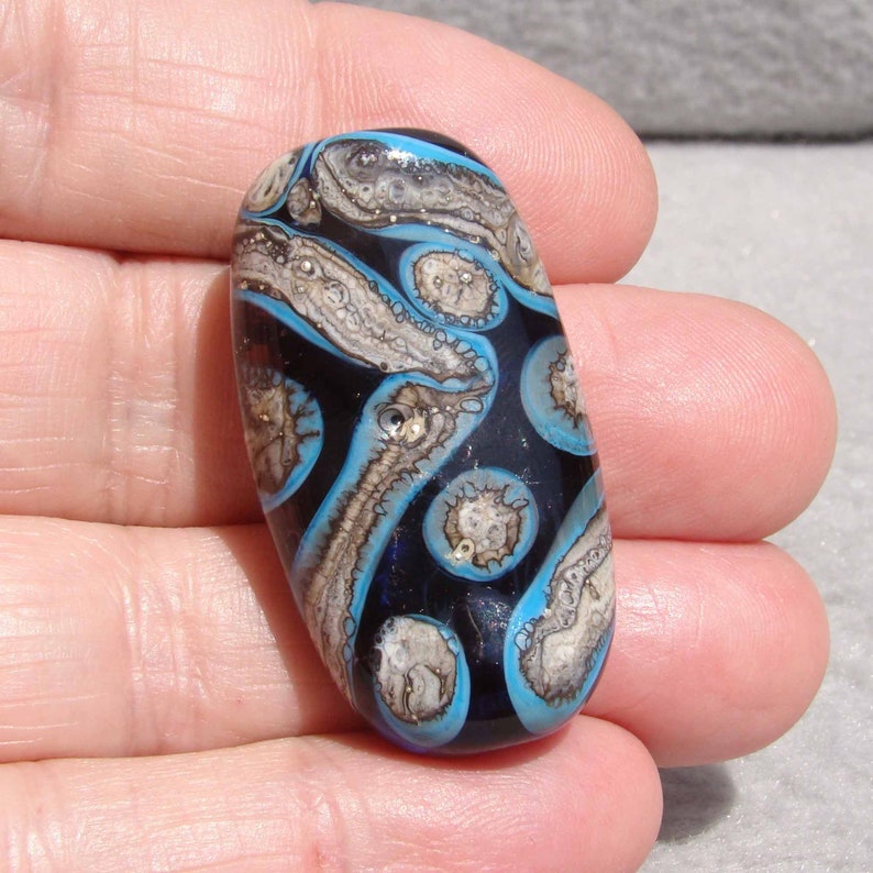 REYKJAVIK Handmade Lampwork Art Glass Focal Bead Flaming Fools Lampwork Art Glass sra