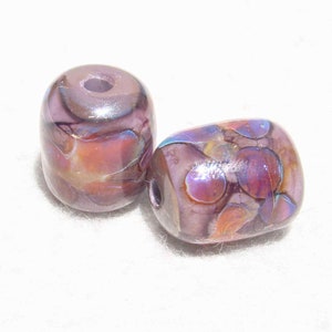 PASHMINA Pair2 Handmade Art Glass Beads Flaming Fools Lampwork Art Glass SRA image 1