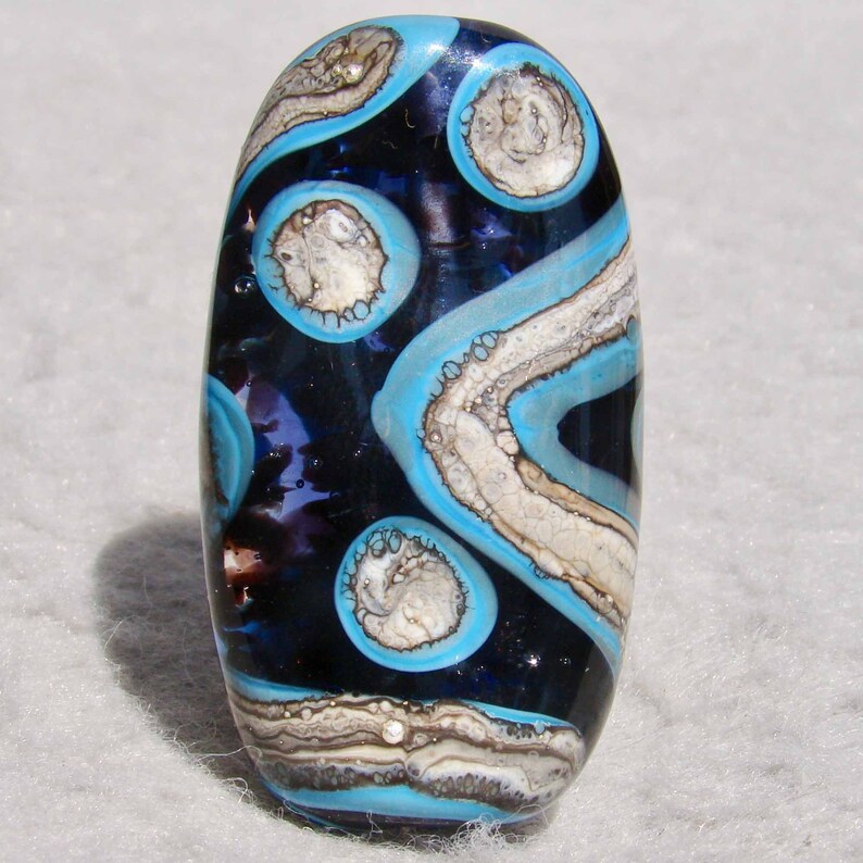 REYKJAVIK Handmade Lampwork Art Glass Focal Bead Flaming Fools Lampwork Art Glass sra