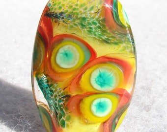 CHIMICHURRI #1  Handmade Lampwork Art Glass Focal Bead - Flaming Fools Lampwork Art Glass  sra