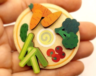 Veggie Wooden Charcuterie Board Magnet or Pin