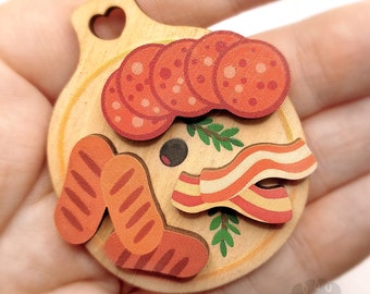 Meat Wooden Charcuterie Board Magnet or Pin